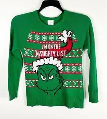 DR. SEUSS The Grinch Green Christmas Holiday Graphic Long Sleeves Sweater XS