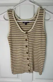Freshman 1996 Tank Top Small Striped Sleeveless Ribbed‎ Knit Button Front Casual