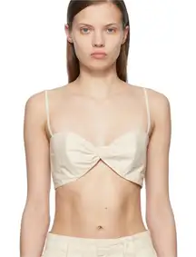 Frame Cotton Poplin Twist Front Bra Top in Flax. Size Large NWOT