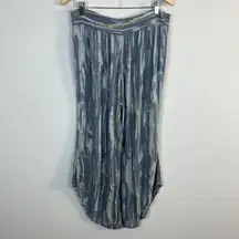 Free People Pants Womens Large Gray Blue Yellow Abstract Wide Leg Boho Lounge‎