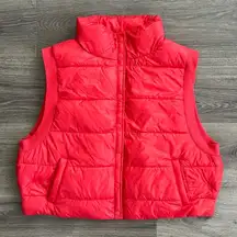 OFFLINE Puffer Vest Womens XL Red Cropped Gorpcore Outdoors Retro Colorful