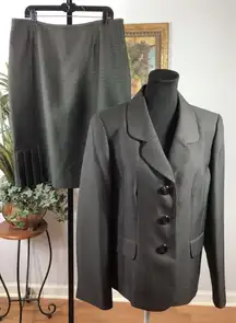 Le Suit Women 2 Pc Skirt Suit Black 16 Long Sleeve Clueless Preppy Office Siren