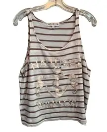 Wildfox Nautical White Gold Striped Tank Top Size S