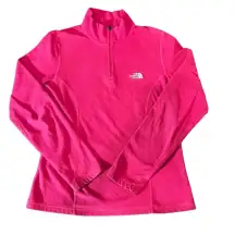 The North Face Pink TKA 100 Glacier‎ 1/4 Zip Embroidered Fleece Barbie Pink