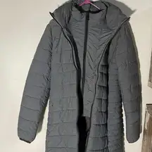 Express woman’s long puffer coat,  small, winter coat, puffer coat