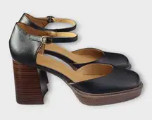 Bamboo Secretive Black Chunky Heel Mary Jane Faux Leather Shoes Size 8.5