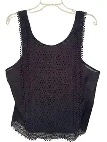 Who What Wear  black thick strap eyelet tank top NWOT