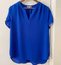 Dark Blue V Neck Blouse