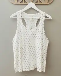 Madewell Flynn Racerback Pajama Tank Top White/Brown Sz Small