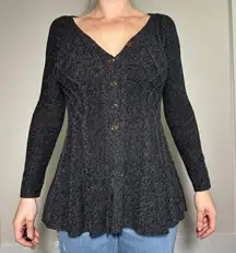 Style & Co. Minimalist Gray Button Up Long Sleeve Blouse Size XS