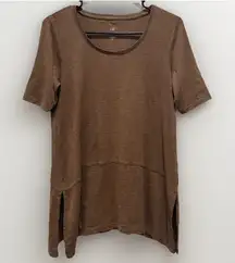 J.Jill Women‎ Short Sleeve Crew Neck Shirt Tunic Brown Size S 100% Pima Cotton