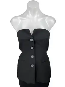 Zara Black Strapless Sleeveless Button Bustier Corset Bandeau Tube Tank Top XS