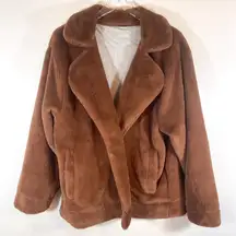 Aerie jacket Faux fur with jersey lining open front Pocket Oversized fit XL