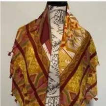 Sir Alistair Rai Hand Painted Scarf in Orange Multi 40" x 40"