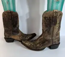 Ariat Women's Pegosa Boots Stone Washed Tan Brown 6.5 B Pinch Toe 9” 10009529