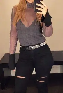 Zara Shear Plaid Long Sleeve Top Size Medium