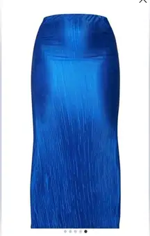 PrettyLittleThing Plus Size Bright Blue Plisse Maxi Skirt US 18, 14