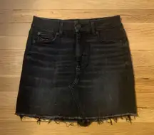 Curvy High Rise Black Denim Skirt