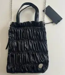Kendall + Kylie black gathered satin handbag