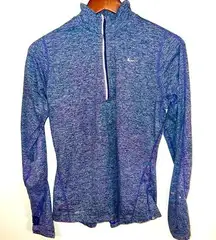 Nike  Women's Dri Fit Heather Blue Long Sleeve Quarter Zip Pullover Medium