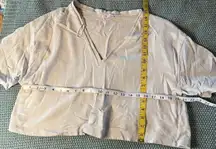 Zara White Crew Neck Women's Cropped Waffle Knit T-Shirt -- Size L