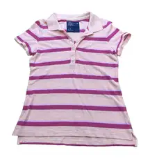 American Eagle Y2K Henley Polo Baby Tee Women's Large Pink/Coral Bella Elena