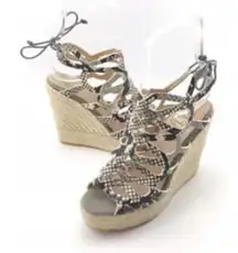 NWOB Kanna Snake Print Leather Espadrille Wedge Shoes