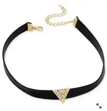 inc  faux leather choker pavé triangle