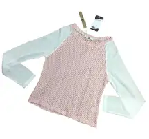 Ya Los Angeles Womens Top Size M Pink Ivory Lightweight Sweater‎ Cream NEW