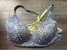 Victoria's Secret‎ Body Lightly Lined Plunge Bra Paisley Print Blue Purple 36D