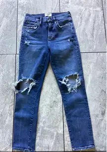 AGOLDE Premium Denim Ripped Knee High Rise Skinny Jeans Women's Size 25