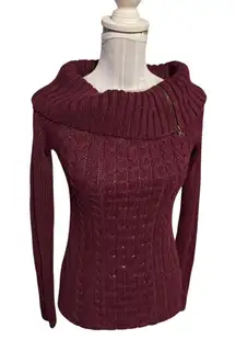 Slimmer By J.J. Basics Maroon Sweater Cowlneck Size S