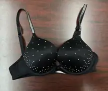 Victoria’s Secret Rhinestone Black Push Up Bra Size 34A