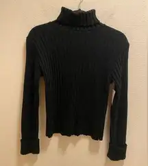 The Great American Sweater Black Ribbed Turtleneck Sweater Size L