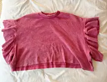 Altar’d State Nessa Pink Flutter Sleeve Top Size XS