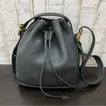 Coach Vintage  9952 Lula Legacy Black Leather Drawstring Bucket Shoulder Bag