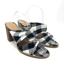 Madewell Alexandria Buffalo Plaid‎ Mule Sandals in Black & White Size US 9