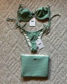 Triangl Bikini set Mala Vorina green gingham NWT