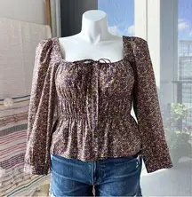 J.Crew  Liberty Fabric Busy Izzy Print Cinched-Waist Long Balloon Sleeves Top 10