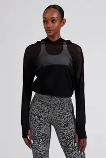 BuffBunny Escandala Hooded Mesh Long Sleeve Pullover in Black Size Small