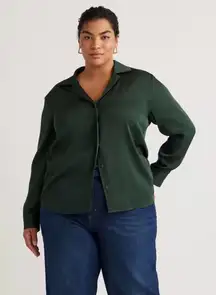 Quince Washable Stretch Silk Notch Collar Blouse