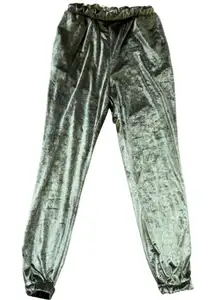 Lovers + Friends Takara Jogger Sz XS Olive Green Velvet Athleisure Sporty