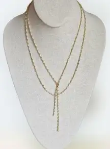 Park Lane Yellow Gold Plated Dainty Double Strand Lariat Western Necklace 26”