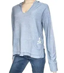 Soul Cycle Women's Size S Light Blue Long Sleeve Hoodie Splitneck Sweatshirt