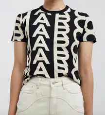 Marc Jacobs The Monogram Baby Tee Shirt Black Ivory Logo Crewneck Small NWT