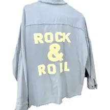 Embroidered Textured Raglan Long Sleeve Button Up Cotton