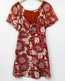 Madewell Womens Silk Tie‎ Front Mini Dress Sunflower Season Multicolor Size 0