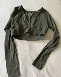 Green Cropped Long Sleeve Garage Top