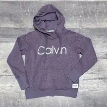 Calvin Klein Performance Crossover Neck Hoodie Womens S Purple Leopard Print