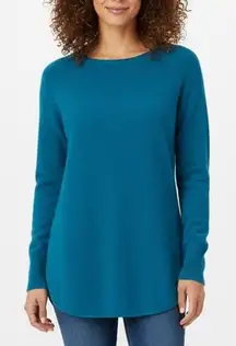 Halogen Cashmere Blend Crew Neck Sweater Teal Blue XS